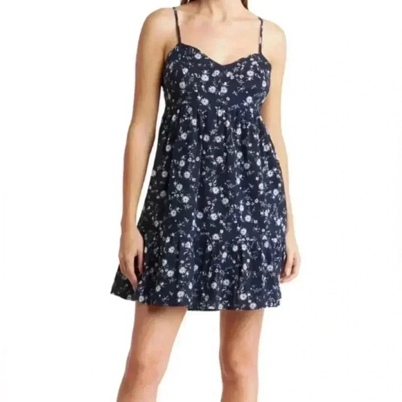 Abound Women's Blue Floral Mini Sundress Adjustable Straps Lined Size Small NWT - Picture 1 of 7